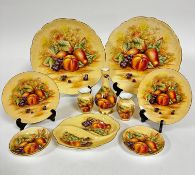 A collection of Aynsley china Orchard Gold pattern comprising two scalloped plates, (d 26.5cm) one