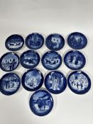 A set of Danish Royal Copenhagen Christmas plates 1979, 80, 81, 82, 83, 84, 85, 86, 87, 88, 89,