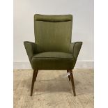 A mid century Continental upholstered armchair, circa 1960's, H94cm, W70cm, D60cm