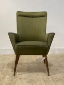 A mid century Continental upholstered armchair, circa 1960's, H94cm, W70cm, D60cm