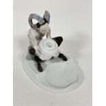 A Rosenthal porcelain fawn figure ink well complete with liner, missing top, decorated with