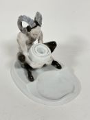 A Rosenthal porcelain fawn figure ink well complete with liner, missing top, decorated with