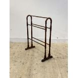 A turned and stained beech towel rail, late 19th century, H87cm, W72cm, D32cm