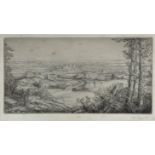 Alphonse Le Gros, (French: 1837-1911) La Valee, etching, signed in pencil bottom right, paper