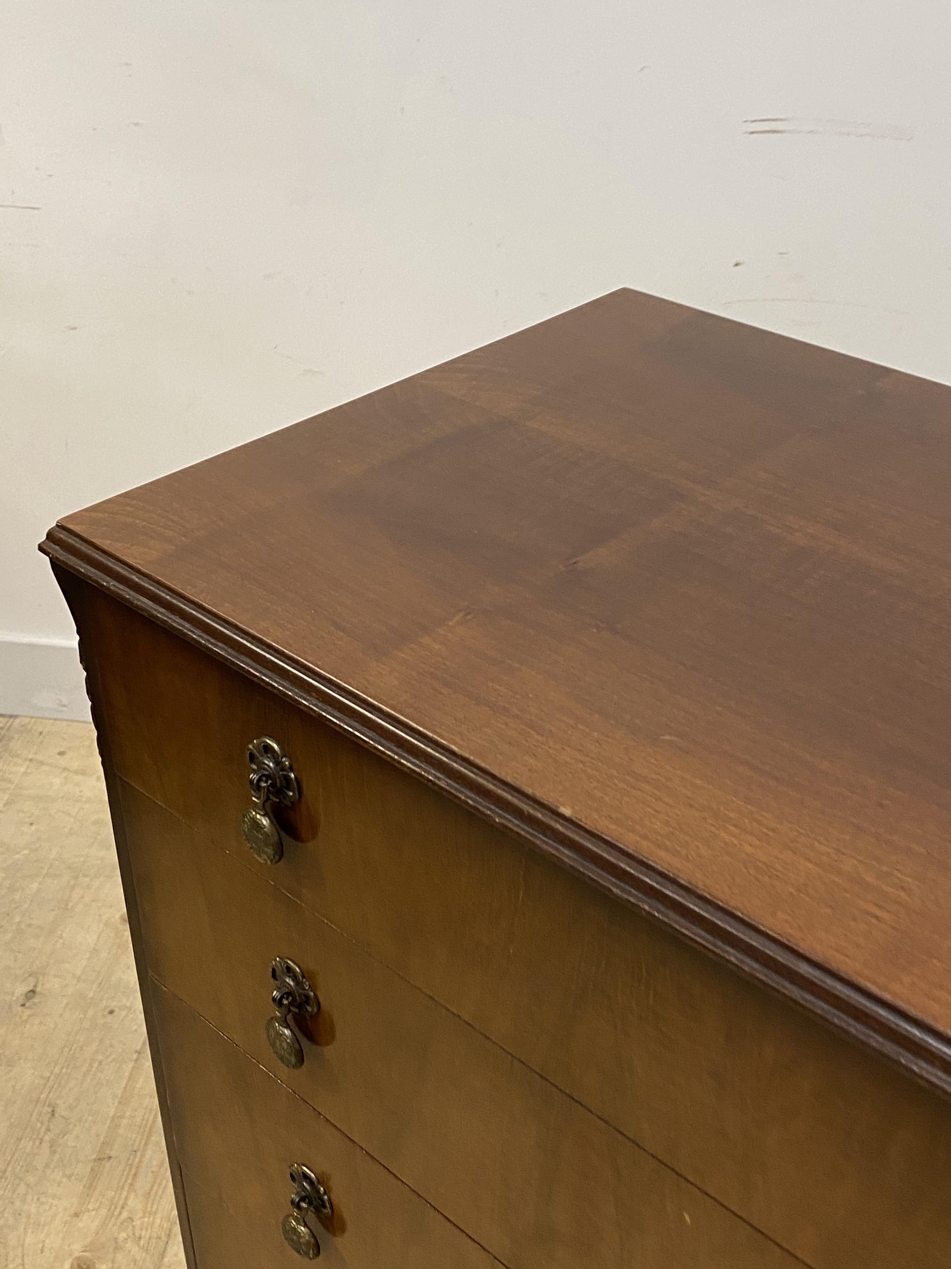 A mid 20th century mahogany chest, fitted with five graduated drawers, raised on cabriole - Image 2 of 2