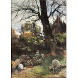 Sir James Lawson Wingate RSA (1846-1924) Lambs and their Mother in Spring, oil on canvas, signed