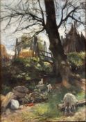 Sir James Lawson Wingate RSA (1846-1924) Lambs and their Mother in Spring, oil on canvas, signed