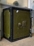 A Victorian Chatwood's London Patent cast iron safe, green and black geometric paint to exterior,