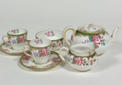 A Royal Doulton 1920s/30s seven piece morning tea set including teapot, (h 10cm d 12cm), milk jug,