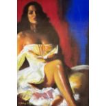 Anthony Oroko, A Study of a Female with White Dress, pastel, signed bottom left indistinctly, gilt