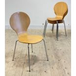 After Arne Jacobsen, A set of four 'Series 7' style bentwood and chrome dining chairs, H89cm