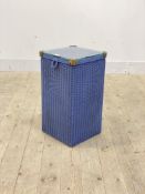 A LLoyd Loom woven laundry basket, with plate glass top, hinged lid, paper label under H56cm, 31cm x