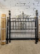A Victorian style cast and wrought metal 4'6" double bed, H157cm, W141cm