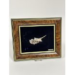 Amandos Jewellery of Nicosia Cyprus framed sculpture stamped silver 925 by Mandas in walnut style