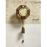 A 19th century rosewood, satinwood and brass inlaid Wag-on-the-Wall clock, eight day movement (A/F)