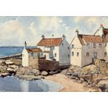 Elle Firth, The Gyles Pittenweem, watercolour, signed bottom right, paper label verso, white painted
