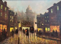 Donald Stockton, A View Looking Towards the Sacre Coeur, oil on canvas, impressionist style,