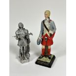 A bisque figure of Prince Charles Edward Stuart decorated with polychrome enamels, raised on