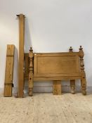 A 19th century and later pine 4' bed frame H118cm, W132cm