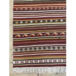 A flatweave Kilim type rug, of overall lineal design