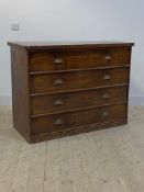A late 19th century mahogany chest fitted with four long drawers, H91cm, W119cm, D55cm