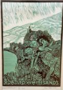 John Stopps (British) Road to White Sands, lino print, signed in pencil bottom right and dated '