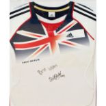 A framed Team GB Women's Athletic top by Adidas, signed by Eiledh Doyle, 400m Specialist, ebonised