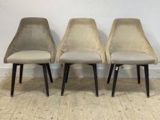 A set of four velure upholstered bistro chairs H87cm