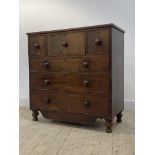 A mid 19th century Scottish mahogany chest, fitted with three short and three long drawers, above