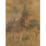 Margaret Jordon Paterson, Church Yard, watercolour, unsigned, (from same source as lot 224 and