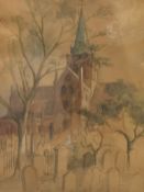 Margaret Jordon Paterson, Church Yard, watercolour, unsigned, (from same source as lot 224 and