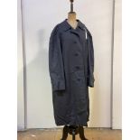 A Gents Burberry blue trench coat, with chequed lining