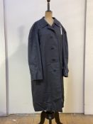 A Gents Burberry blue trench coat, with chequed lining