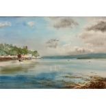 Judy Wilkie, Tobermory Isle of Mull, watercolour, signed verso, paper label, silver glazed mounted