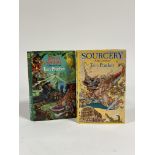 Signed first editions of "Wyrd Sister" and "Sourcery" by Terry Pratchett, both published by Victor