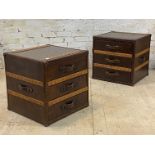 Timothy Oulton, a pair of Stonyhurst bed side chests, riveted leather and oak bound, each fitted