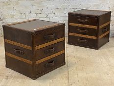 Timothy Oulton, a pair of Stonyhurst bed side chests, riveted leather and oak bound, each fitted