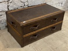 Timothy Oulton, a Stonyhurst coffee table, riveted leather and oak bound, fitted with two short