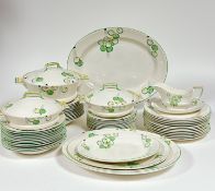 A Masons Patent Ironstone China 1930's style dinner service decorated with green and white daisy