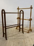 A pitch pine towel rail (H96cm) together with another towel rail (H80cm)