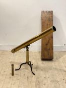 A Trotter of Glasgow brass telescope with folding tripod stand, stamped by maker, in original fitted