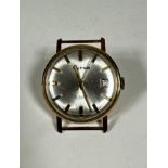 A 9ct gold gentleman's Waltham 21 jewel manual wind wrist watch with baton hour markers and silver