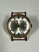 A 9ct gold gentleman's Waltham 21 jewel manual wind wrist watch with baton hour markers and silver
