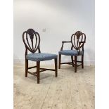 A set of two (1+1) mahogany Hepplewhite style dining chairs, H99cm