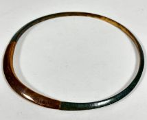 A bronze patinated torque style necklace, unmarked, (d 13cm)