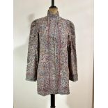 A lady's Kashmiri Nero collar jacket with all over lotus flower and leaf hand embroidered