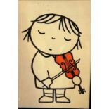 Dick Bruhna, Miffy Playing the Violin, print, circa 1971, glazed ebonised frame, (58cm x 39cm)