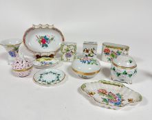 A collection of Hungarian Herend porcelain including a Rothschild pattern matchbox holder and a