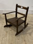 A late 19th century oak childs rocking chair, H48cm