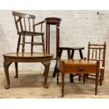 A grouped lot of furniture to include; two childs chairs; an Edwardian jardiniere stand; an early